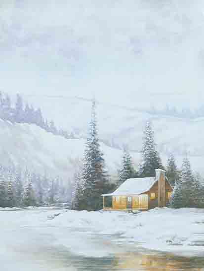Dogwood Portfolio DOG289 - DOG289 - Snowy Cabin in the Woods - 12x16 Christmas, Holidays, Cabin, Christmas Cabin, Log Cabin, Landscape, Winter, Snow, Trees, Hills from Penny Lane