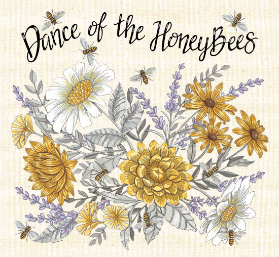 Deb Strain DS2314 - DS2314 - Dance of the Honeybees - 12x12 Flowers, Yellow Flowers, White Flowers, Greenery, Lavender, Bees, Dance of the Honeybees, Typography, Signs, Textual Art from Penny Lane