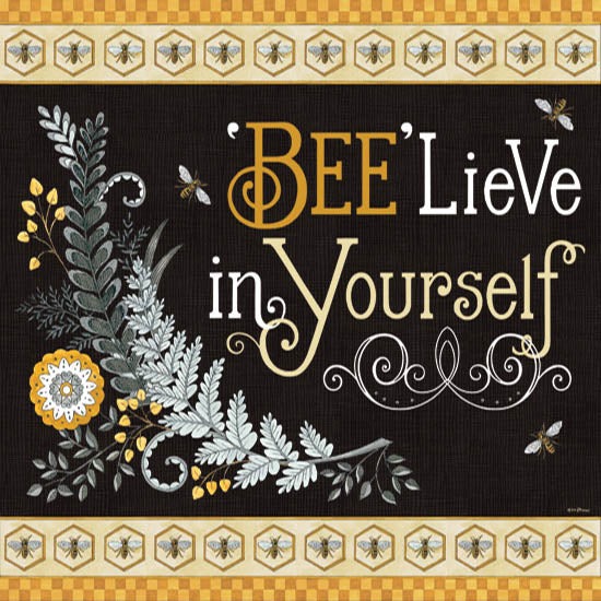 Deb Strain DS2317 - DS2317 - BeeLieve in Yourself - 12x12 Inspirational, BeeLieve in Yourself, Typography, Signs, Textual Art, Bees, Greenery, Scroll, Flower, Plaid, Border from Penny Lane