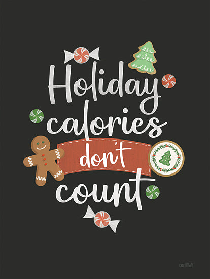 House Fenway FEN1153 - FEN1153 - Holiday Calories Don't Count - 12x16 Christmas, Holidays, Kitchen, Baking, Cookies, Candy, Holiday Calories Don't Count, Typography, Signs, Textual Art, Gingerbread Man, Black Background from Penny Lane