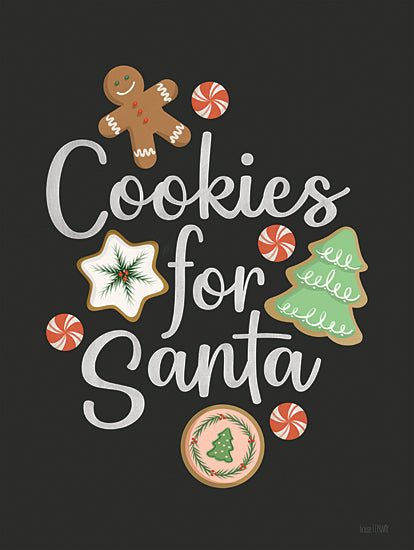 House Fenway FEN1154 - FEN1154 - Cookies for Santa - 12x16 Christmas, Holidays, Kitchen, Baking, Cookies, Candy, Cookies for Santa, Typography, Signs, Textual Art, Gingerbread Man, Black Background from Penny Lane
