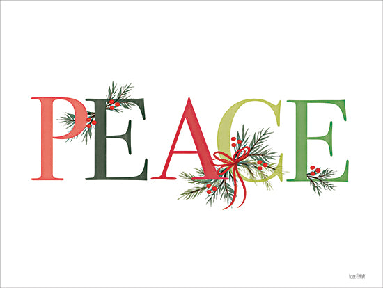 House Fenway FEN1164 - FEN1164 - Yuletide Peace - 16x12 Christmas, Holidays, Peace, Typography, Signs, Textual Art, Pine Sprigs, Red Ribbon, Winter from Penny Lane