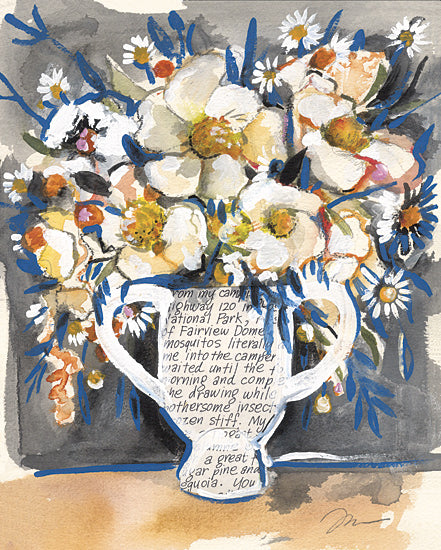 Jessica Mingo JM573 - JM573 - A Touch of Blue - 12x16 Flowers, White Flowers, Vase, Typography, Abstract, Blue Background, Watercolor from Penny Lane