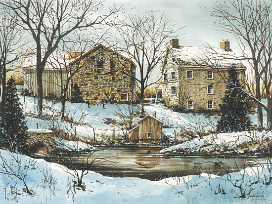 John Rossini JR447 - JR447 - The Ice House - 16x12 Winter, Landscape, House, Barn, Stone Barn, Ice House, Snow, River, Trees from Penny Lane