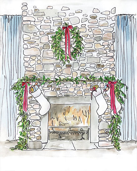 Kamdon Kreations KAM493 - KAM493 - The Stocking Were Hung…    - 12x16 Christmas, Holidays, Fireplace, Hearth, Stockings, Wreath, Garland, Greenery, Winter from Penny Lane