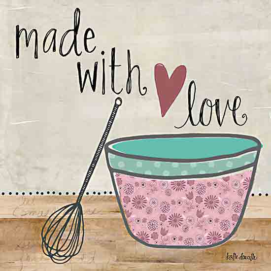 Katie Doucette KD150 - KD150 - Made with Love - 12x12 Kitchen, Bowl, Whisk, Made with Love, Inspirational, Typography, Signs, Textual Art, Heart from Penny Lane