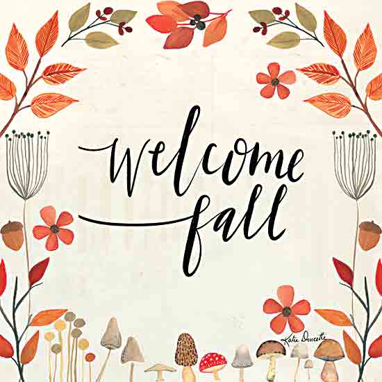 Katie Doucette KD168 - KD168 - Welcome Fall Mushrooms - 12x12 Fall, Leaves, Mushrooms, Welcome Fall, Typography, Signs, Textual Art, Flowers from Penny Lane