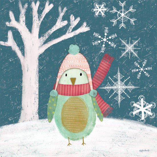 Katie Doucette KD205 - KD205 - Snow Bird - 12x12 Winter, Folk Art, Whimsical, Bird, Hat, Scarf, Snow, Tree, Snowflakes from Penny Lane