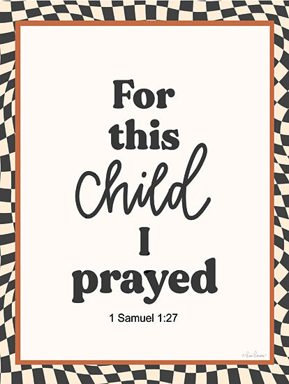 Lisa Larson LAR619 - LAR619 - For This Child I Prayed II - 12x16 Baby, Baby's Room, Nursery, Religious, For This Child I Prayed, Bible Verse, 1 Samuel, Typography, Signs, Textual Art, Black & White Plaid, Patterns, Boys from Penny Lane