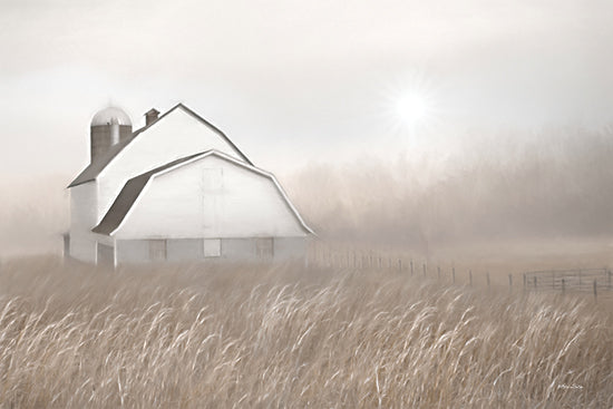 Lori Deiter LD3187 - LD3187 - Morning Haze - 18x12 Photography, Farm, Barn, White Barn, Landscape, Wheat Field, Morning, Haze, Fog, Neutral Palette from Penny Lane