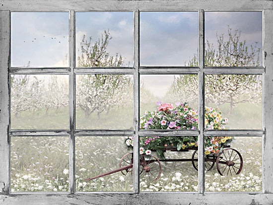 Lori Deiter LD3382 - LD3382 - Colorful Spring Blossoms   - 16x12 Photography, Window Pane, Landscape, Wagon, Flowers, Spring, Spring Flowers, Wildflowers, Trees, Flowering Trees from Penny Lane