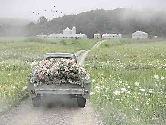 Lori Deiter LD3466 - LD3466 - Almost Home - 16x12 Photography, Landscape, Farm, Barns, White Barns, Road, Truck, Flowers, Pink and White Flowers, Flower Truck, Wildflowers from Penny Lane
