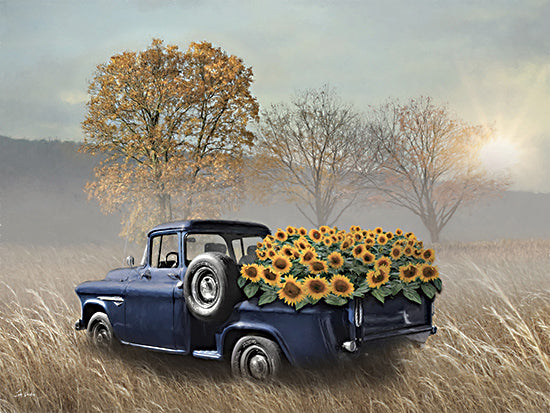 Lori Deiter LD3523 - LD3523 - Sunflower Truck   - 16x12 Photography, Truck, Blue Truck, Sunflowers, Yellow Sunflowers, Fall, Landscape, Hay Field, Trees, Sun, Sunrays from Penny Lane