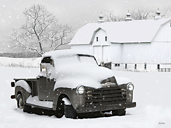 Lori Deiter LD3599 - LD3599 - Colors of Winter - 16x12 Photography, Farm, Barn, White Barn, Truck, Black Truck, Landscape, Snow, Trees from Penny Lane