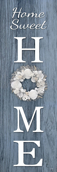 Lori Deiter LD3653 - LD3653 - Beach Home Sweet Home Sign  - 12x36 Inspirational, Home Sweet Home, Typography, Signs, Textual Art, Wreath, Shells, White Shells, Coastal,  from Penny Lane