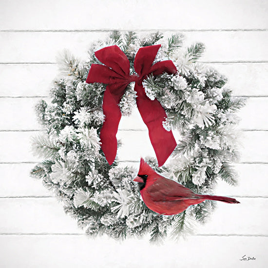 Lori Deiter LD3758 - LD3758 - Cardinal Wreath - 12x12 Christmas, Holiday, Photography, Wreath, Evergreen Wreath, Cardinal, Red Ribbon, Winter, Snow from Penny Lane