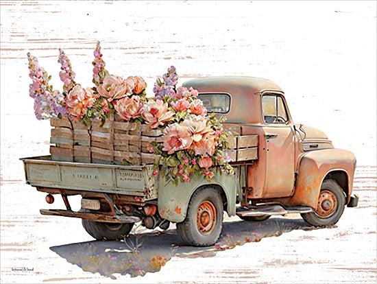 lettered & lined LET1086 - LET1086 - Vintage Flower Truck V - 16x12 Still Life, Truck, Flower Truck, Truck Bed, Flowers, Spring, Spring Flowers, Vintage, Watercolor from Penny Lane