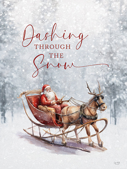 Lux + Me Designs LUX1089 - LUX1089 - Dashing Through the Snow - 12x16 Christmas, Holidays, Santa's Sleigh, Reindeer, Santa Claus, Winter, Dashing Through the Snow, Typography, Signs, Textual Art, Landscape, Trees, Snow, Christmas Song from Penny Lane