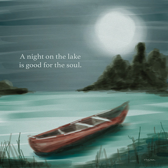 Molly Mattin MAT195 - MAT195 - Night on the Lake - 12x12 Lake, Lodge, Canoe, A Night on the Lake is Good for the Soul, Typography, Signs, Textual Art, Landscape, Summer from Penny Lane