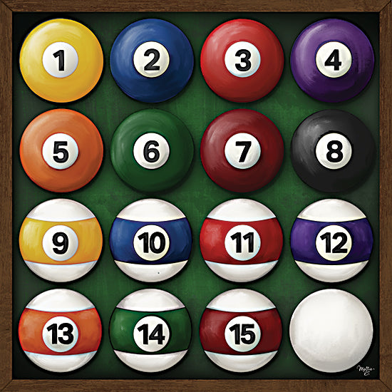 Mollie B. MOL2610 - MOL2610 - Stripes and Solids - 12x12 Games, Pool, Pool Balls, Stripes and Solids, Pool Rack, Game Room, Numbered Balls, White Ball from Penny Lane