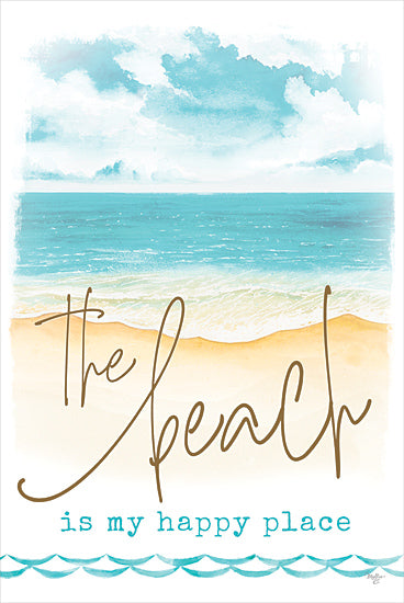 Mollie B. MOL2764 - MOL2764 - The Beach - My Happy Place   - 12x18 Coastal, Ocean, Beach, Landscape, Inspirational, The Beach is My Happy Place, Typography, Signs, Textual Art, Leisure from Penny Lane