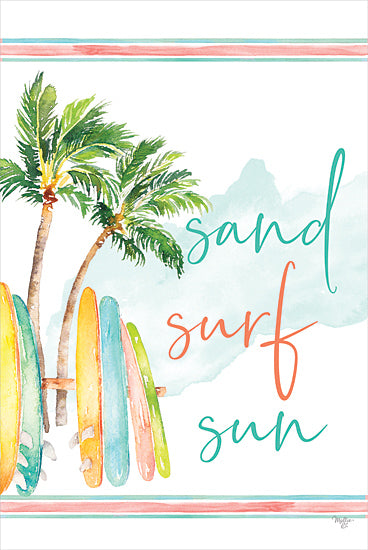 Mollie B. MOL2766 - MOL2766 - Sand, Surf and Sun   - 12x18 Coastal, Palm Trees, Surfboards, Sand, Surf, Sun, Typography, Signs, Textual Art, Surfing, Leisure from Penny Lane