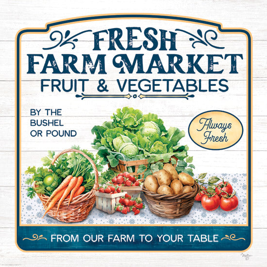 Mollie B. MOL2793 - MOL2793 - Fresh Farm Market Fruit & Vegetables - 12x12 Farm, Vegetables, Fruit, Baskets, Farmer's Market, Fresh Farm Market Fruit & Vegetables, Typography, Signs, Textual Art from Penny Lane