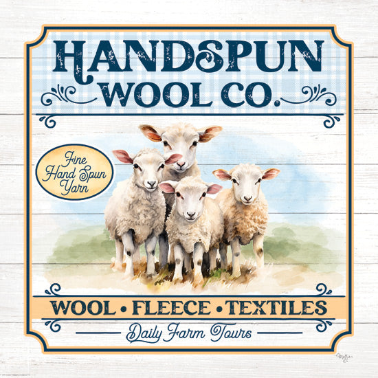 Mollie B. MOL2795 - MOL2795 - Homespun Wool Co. - 12x12 Farm, Sheep, Lambs, Handspun Wool Co. Wool, Fleece, Textiles, Typography, Signs, Textual Art, Farmhouse/Country from Penny Lane