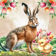 ND409 - Rabbit with Tulip Basket - 12x12
