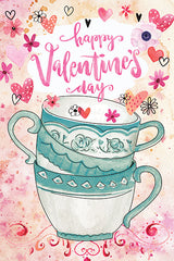 ND425 - Happy Valentine's Day Coffee Cups - 12x18