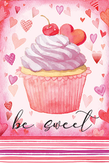 Nicole DeCamp ND427 - ND427 - Be Sweet Valentine Cupcake - 12x18 Valentine's Day, Cupcake, Hearts, Be Sweet, Typography, Signs, Textual Art, Stripes from Penny Lane