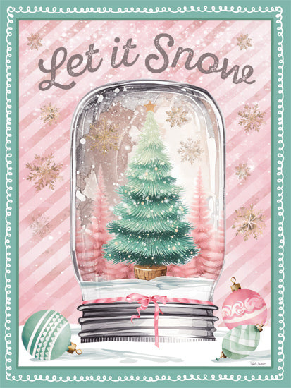 Nicole DeCamp ND614 - ND614 - Let It Snow Canning Jar - 12x16 Christmas, Holidays, Winter, Let It Snow, Typography, Signs, Textual Art, Canning Jar, Christmas Tree, Ornaments, Winter, Snowflakes, Farmhouse/Country, Border, Pastel from Penny Lane