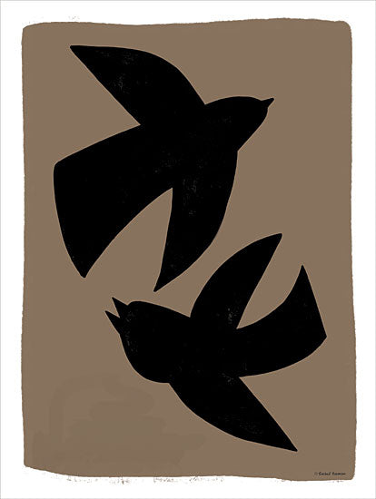 Rachel Nieman RN635 - RN635 - Mod Mix 8 - 12x16 Abstract, Birds, Birds in Flight, Black, Brown, White Border, Contemporary, Modern from Penny Lane