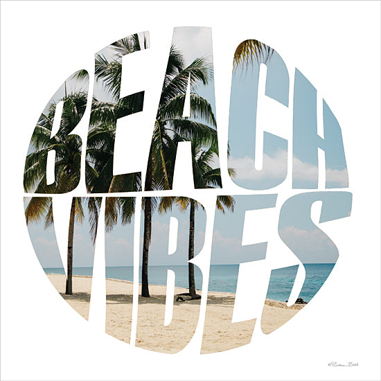 Susan Ball SB1300 - SB1300 - Beach Vibes - 12x12 Coastal, Beach Vibes, Typography, Signs, Textual Art, Palm Trees, Ocean, Sand, Beach, Circle, White Border from Penny Lane