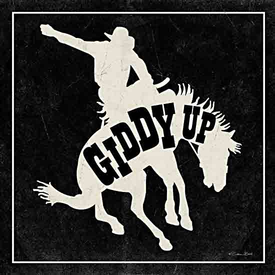 Susan Ball SB1375 - SB1375 - Giddy Up - 12x12 Western, Cowboy, Horse, Giddy Up, Typography, Signs, Textual Art, Rodeo, Black & White, Masculine from Penny Lane