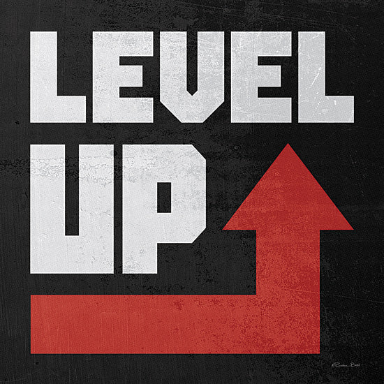 Susan Ball SB1394 - SB1394 - Level Up - 12x12 Sports, Games, Level Up, Typography, Signs, Textual Art, Arrow, Red, Black, Masculine from Penny Lane