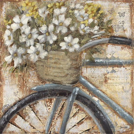 Sara G. Designs SGD231 - SGD231 - Beautiful Delivery - 12x12 Still Life, Bicycle, Bike, Flower Basket, Flowers, Daisies, White Daisies, Yellow Daisies, Spring from Penny Lane