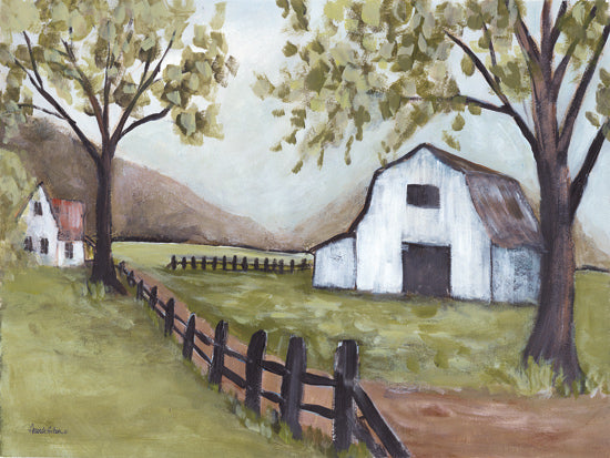 Amanda Hilburn AH205 - AH205 - The Little Farmhouse and Barn - 16x12 Farm, Barn, Farmhouse, Landscape, Road, Fence, Trees, Grass from Penny Lane