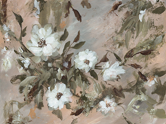 Amanda Hilburn AH224 - AH224 - Summer in the Garden I - 16x12 white floral abstract, loose brush strokes, neutral florals, modern painterly botanical art from Penny Lane