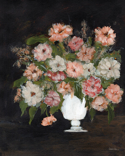 Amanda Hilburn AH306 - AH306 - Floral Bouquet - 12x16 botanical, still life, floral, vase, zinnias, bouquet, painterly, vintage, oil painting, brown from Penny Lane
