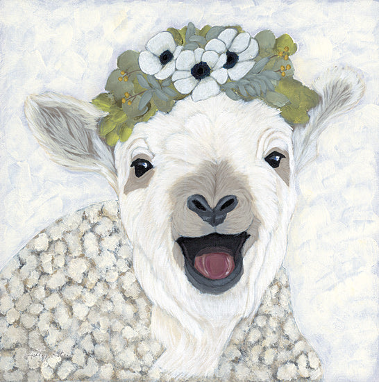 Ashley Justice AJ193 - AJ193 - Lucy - 12x12 Sheep, Whimsical, Flowers, Floral Crown, Greenery, Happy Sheep, Portrait from Penny Lane