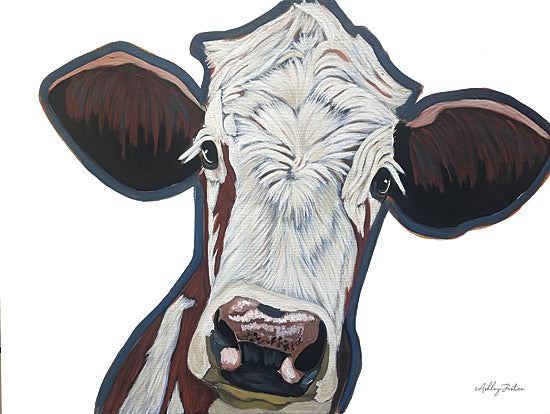 Ashley Justice AJ235 - AJ235 - Mable - 16x12 cow portrait, farm animal art, whimsical livestock, rustic country decor, expressive eyes, painterly brush strokes from Penny Lane