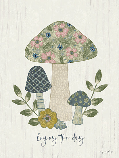 Annie LaPoint ALP2627 - ALP2627 - Enjoy the Day - 12x16 Inspirational, Enjoy the Day, Typography, Signs, Textual Art, Mushrooms, Flowers, Greenery, Nature from Penny Lane