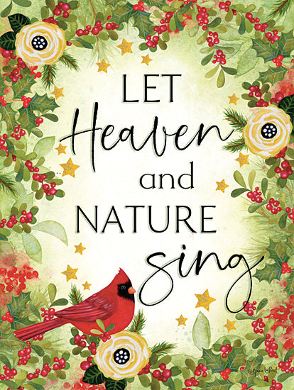 Annie LaPoint ALP2696 - ALP2696 - Let Heaven and Nature Sing   - 12x16 Christmas, Holidays, Christmas Music, Let Heaven and Nature Sing, Typography, Signs, Textual Art, Cardinal, Flowers, Greenery, Holly, Berries, Winter from Penny Lane