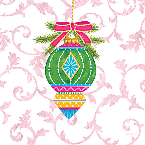 Annie LaPoint ALP2751 - ALP2751 - Razzle Dazzle Ornament I - 12x12 Christmas, Holidays, Ornament, Greenery, Leaves, Pink, Bright Colors from Penny Lane