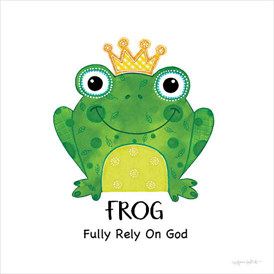 Annie LaPoint ALP2842 - ALP2842 - Fully Rely on God Frog - 12x12 frog, Fully Rely On God, acronym FROG, cartoon style, bright green color, Christian children's art, smiley amphibian from Penny Lane