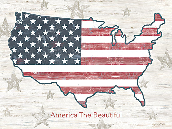 Annie LaPoint ALP2847 - ALP2847 - America the Beautiful Map - 16x12 USA map, American flag, patriotic decor, America the Beautiful, stars and stripes, Americana art, wall decor from Penny Lane