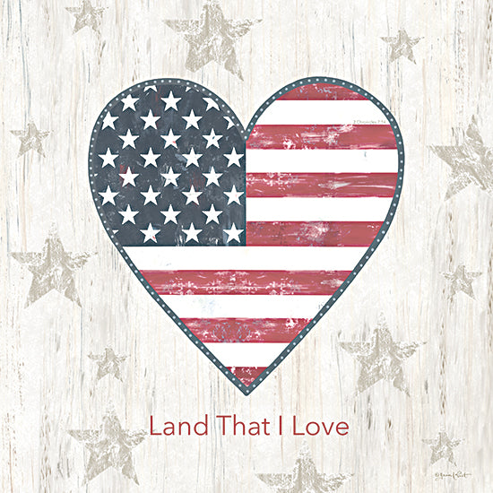 Annie LaPoint ALP2848 - ALP2848 - Land that I Love - 12x12 heart shaped American flag, patriotic love, Land That I Love, Americana art, stars and stripes decor from Penny Lane