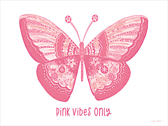 Annie LaPoint ALP2860 - ALP2860 - Pink Vibes Only Butterfly - 16x12 pink butterfly, pink vibes only, positive quote art, feminine decor, whimsical insect art, floral pattern, cheerful wall decor from Penny Lane