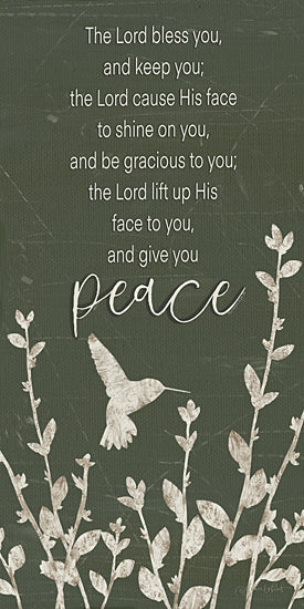 Annie LaPoint ALP2876 - ALP2876 - The Lord Bless You Hummingbird - 9x18 religious & spiritual, typography, animals, botanical, birds, greenery, inspirational, word art, hummingbird, blessing, scripture, peace, nature, modern farmhouse, decorative, digital illustration, green from Penny Lane